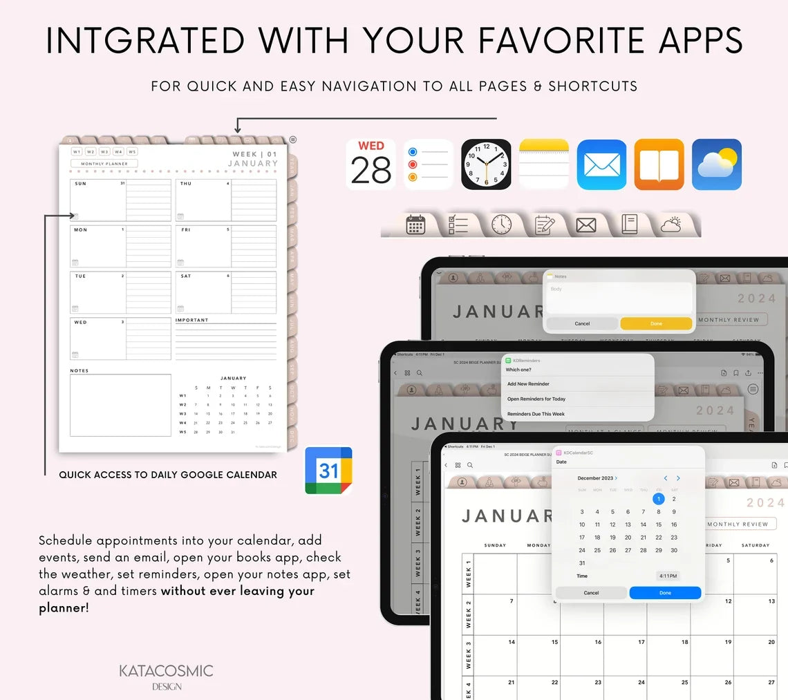 This digital planner, GoodNotes Planner,Daily Planner,Weekly Planner,Notability Planner,iPad Planner,Apple Google Plan