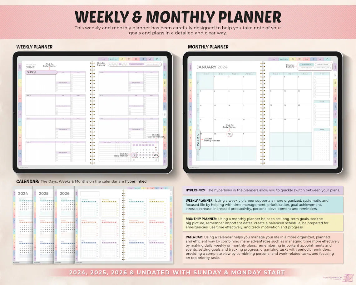 All-in-one digital planner for Goodnotes and Notability